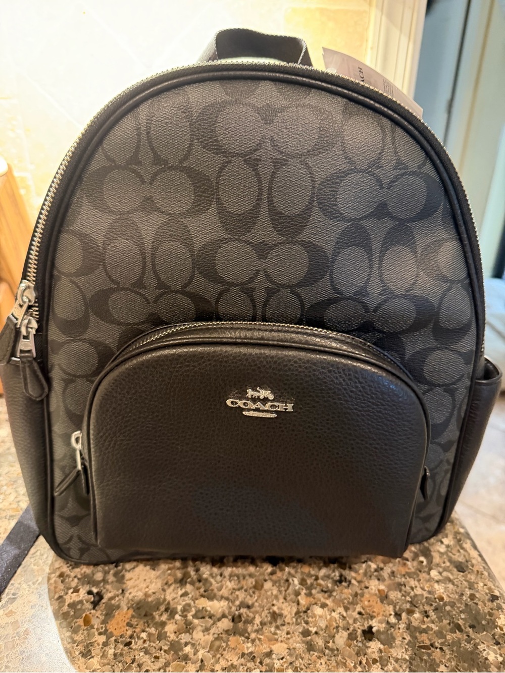 Coach Large Charcoal/Black Signature  Backpack